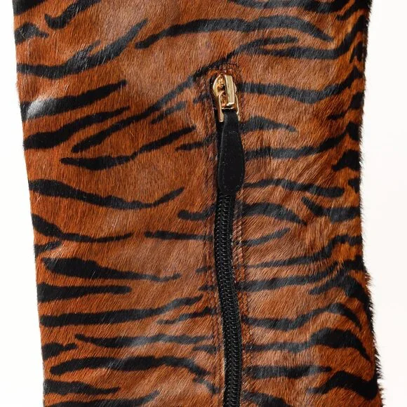 Alexandre Birman Kyra Brown Haircalf Zebra Knee-High Boots - Picture 11 of 12